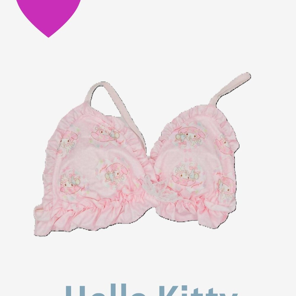 Hello Kitty Sanrio My Melody pink ruffle print Bralette - Picture 13 of 13